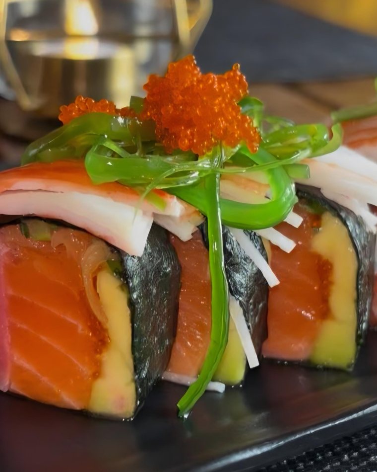 Sakura roll keto sin arroz con salmón y vegetales